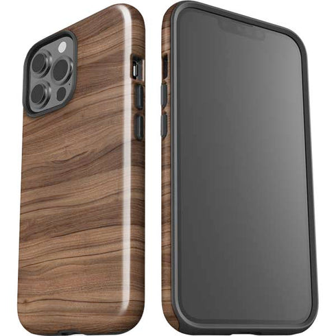 Natural Walnut Wood iPhone 15 Pro Max Impact Case